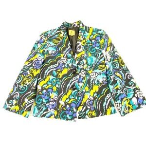 Kasper Womens Blazer Button Up Long Sleeve Pockets‎ Collared Lined Floral Size 6